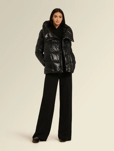 Shop Donna Karan Short Puffer With Oversized Collar In Black