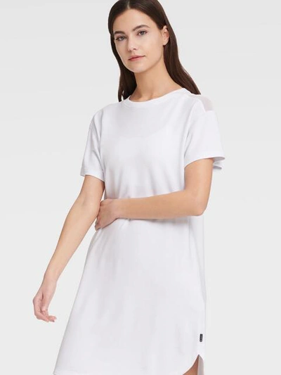 Shop Donna Karan Dkny Women's Mesh Blocked Tee Dress - In White