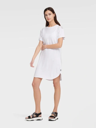 Shop Donna Karan Dkny Women's Mesh Blocked Tee Dress - In White