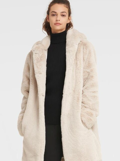 Shop Dkny Women's Faux Fur Coat With Hood - In Pumice
