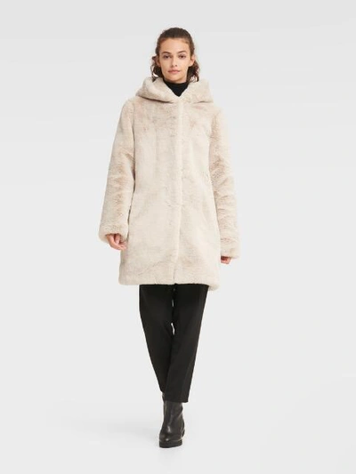 Shop Dkny Women's Faux Fur Coat With Hood - In Pumice