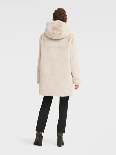 Shop Dkny Women's Faux Fur Coat With Hood - In Pumice