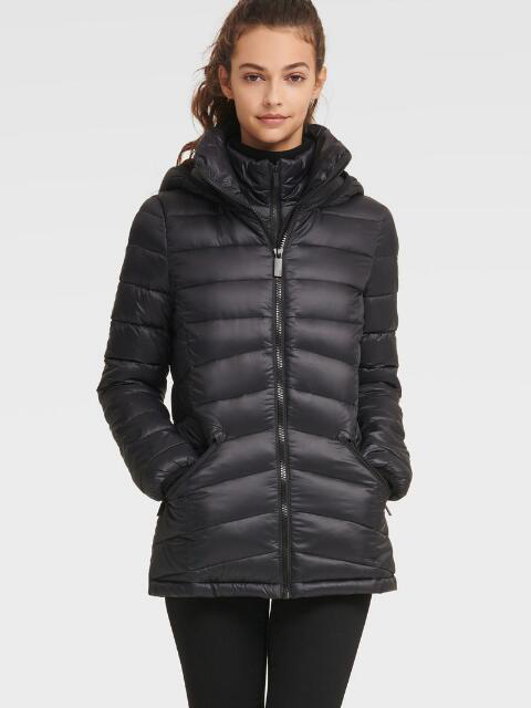 dkny hooded down puffer coat