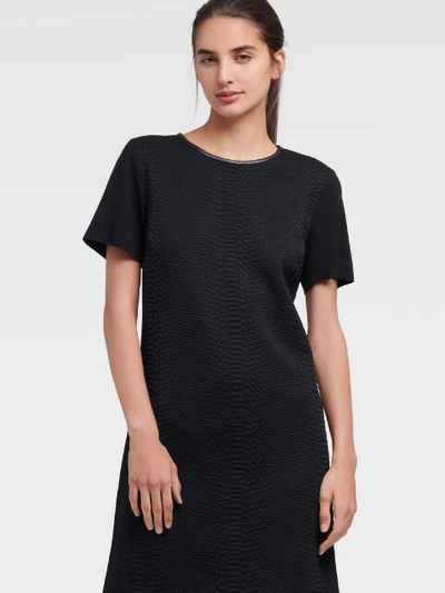 Shop Dkny Women's Textured Short Sleeve Dress - In Black