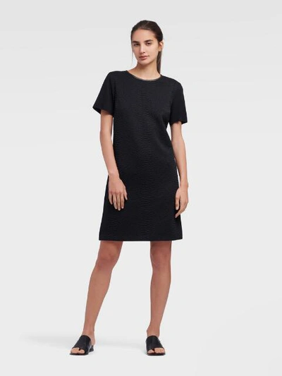 Shop Dkny Women's Textured Short Sleeve Dress - In Black