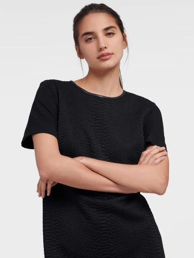 Shop Dkny Women's Textured Short Sleeve Dress - In Black