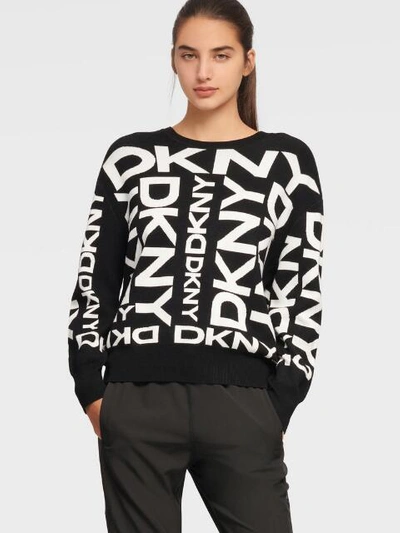 Shop Dkny Women's Exploded Logo Pullover - In Ivory/black