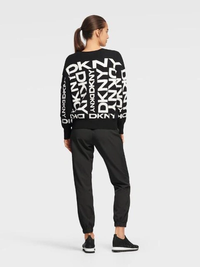 Shop Dkny Women's Exploded Logo Pullover - In Ivory/black