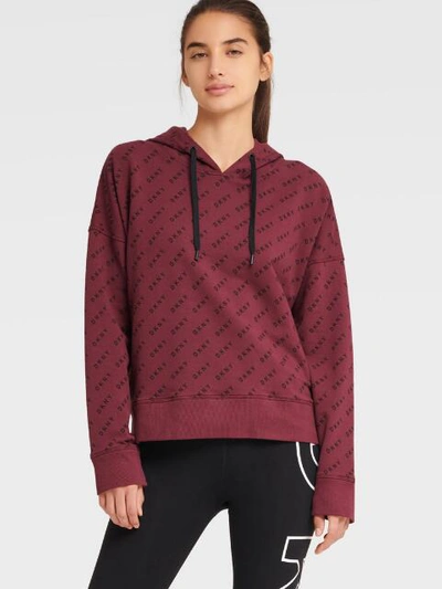 Shop Dkny Women's All-over Logo Print Hoodie - In Acai