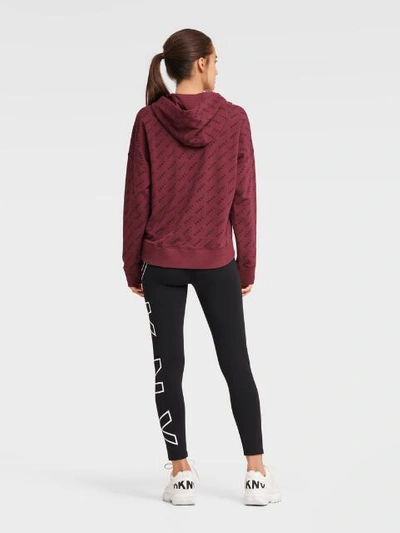 Shop Dkny Women's All-over Logo Print Hoodie - In Acai