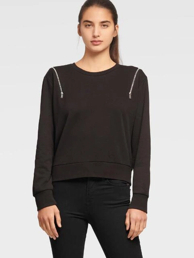 Shop Dkny Women's Zipper Sweatshirt - In Black