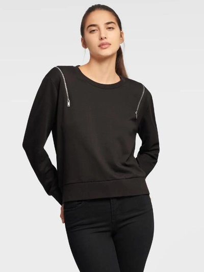 Shop Dkny Women's Zipper Sweatshirt - In Black