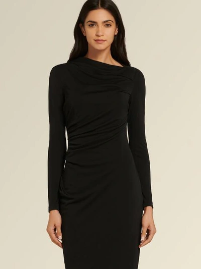 Shop Donna Karan Asymmetrical Lace Dress In Black