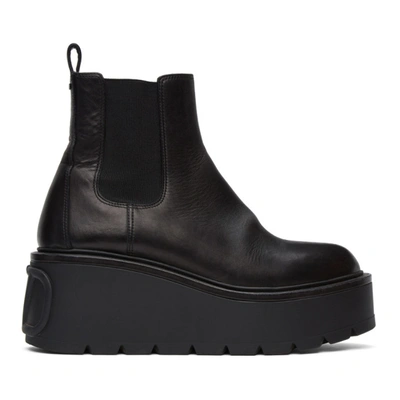 Shop Valentino Black  Garavani Vlogo Platform Boots