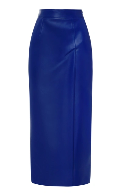 Shop Aleksandre Akhalkatsishvili High-rise Faux Leather Pencil Skirt In Blue