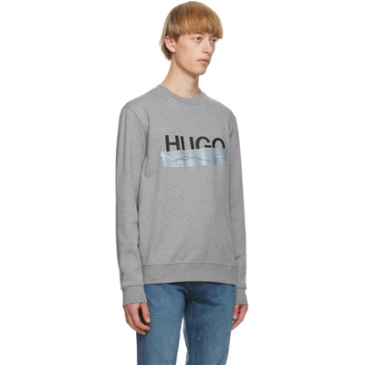 Shop Hugo Grey Logo Sweatshirt In 47 Silver
