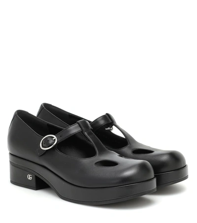 Shop Gucci Mary Jane 40 Leather Loafers In Black