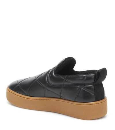 Shop Bottega Veneta Slip On Leather Sneakers In Black