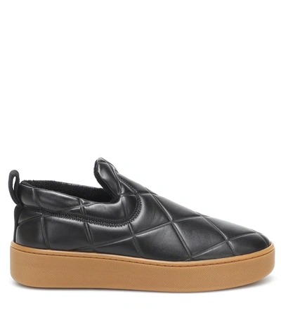 Shop Bottega Veneta Slip On Leather Sneakers In Black