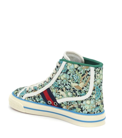 Shop Gucci X Liberty Tennis '77 High-top Sneakers In Green