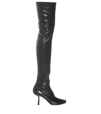 Shop Jimmy Choo Mire 85 Over-knee Leather Boots In Black