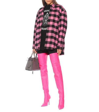 Shop Balenciaga Knife Shark Leather Over-the-knee Boots In Pink