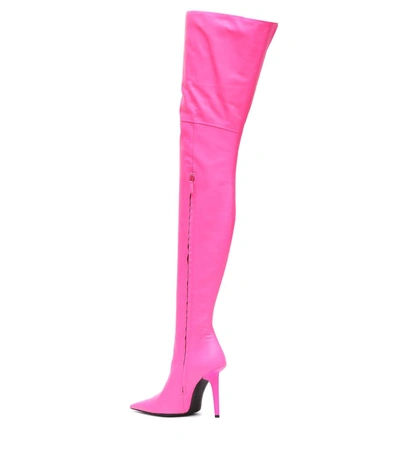 Shop Balenciaga Knife Shark Leather Over-the-knee Boots In Pink