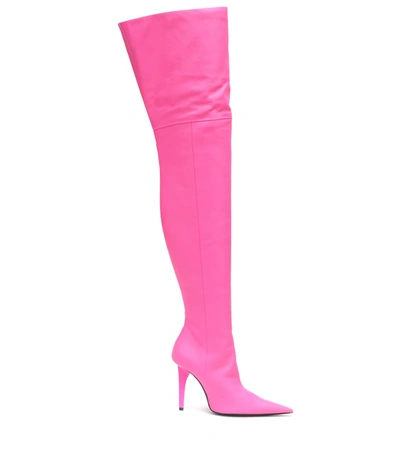 Shop Balenciaga Knife Shark Leather Over-the-knee Boots In Pink