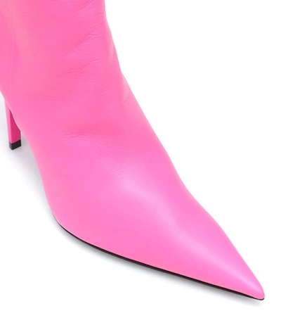 Shop Balenciaga Knife Shark Leather Over-the-knee Boots In Pink