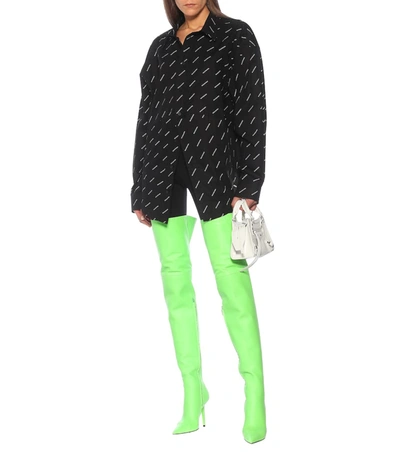 Shop Balenciaga Knife Shark Over-the-knee Leather Boots In Green