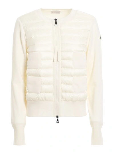 Shop Moncler Padded Insert Cardigan In White