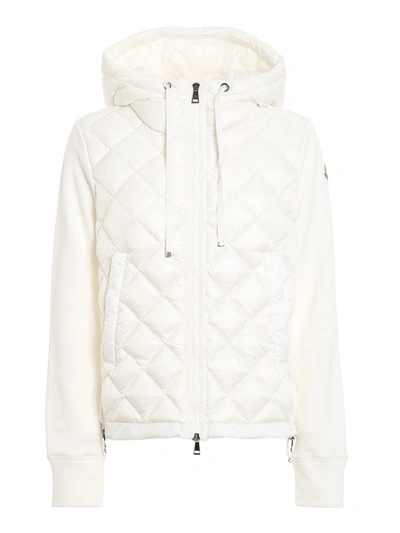 Shop Moncler Padded Insert Cardigan In White