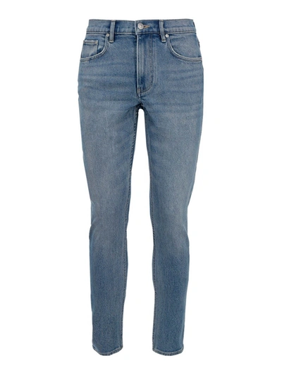 Shop Burberry Stretch Cotton Printed Jeans In Blue In Light Blue