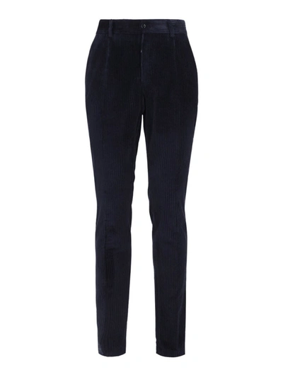 Shop Dolce & Gabbana Corduroy Cotton Trousers In Blue