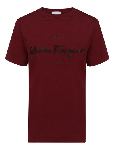Shop Ferragamo Embossed Logo T-shirt In Red