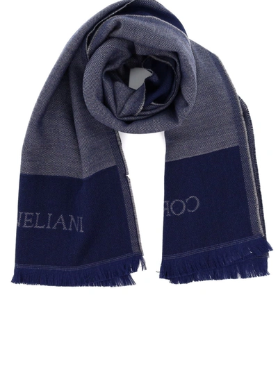 Shop Corneliani Wool-silk Blend Scarf In Blue