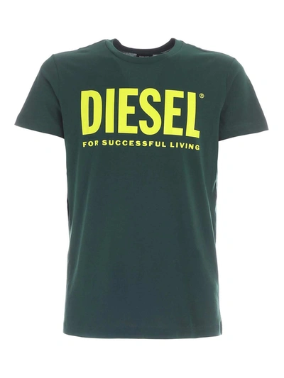 Shop Diesel T-diego Logo T-shirt In Green