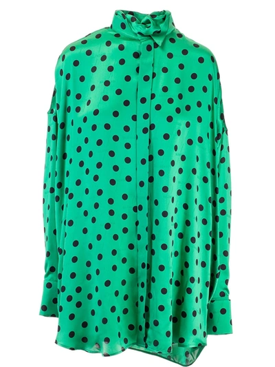 Shop Balenciaga Tuxedo Scarf Dots Shirt In Green