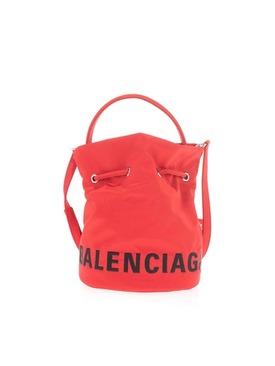 Shop Balenciaga Wheel S Bucket Bag In Red