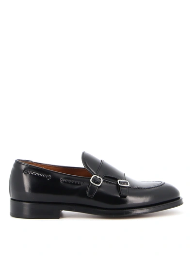 Shop Doucal's Leather Monk Straps In Black
