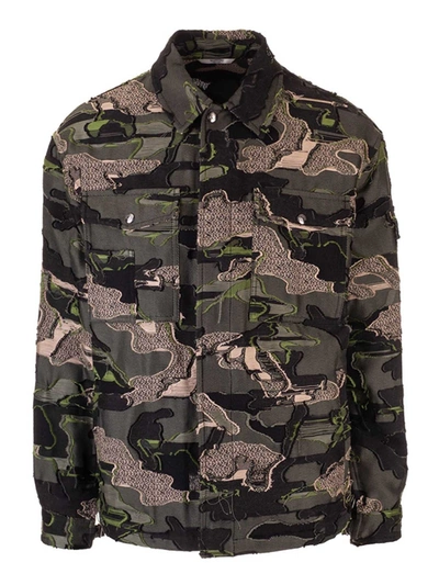 Shop Valentino Pockets Jacket Camouflage In Brown