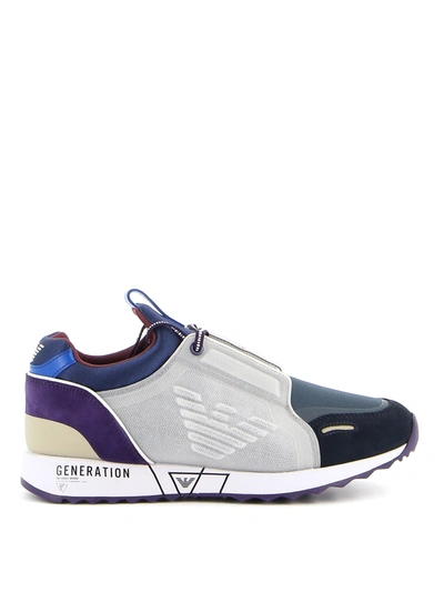 Shop Emporio Armani Ripstop Generation Sneakers In Blue