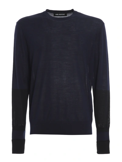 Shop Neil Barrett Wool-silk Blend Sweater In Dark Blue
