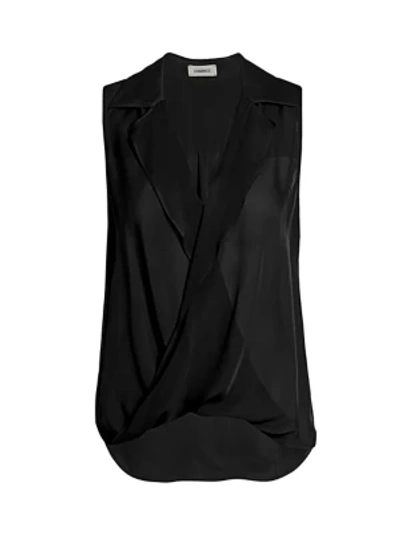Shop L Agence Women's Freja Draped Silk Blouse In Black