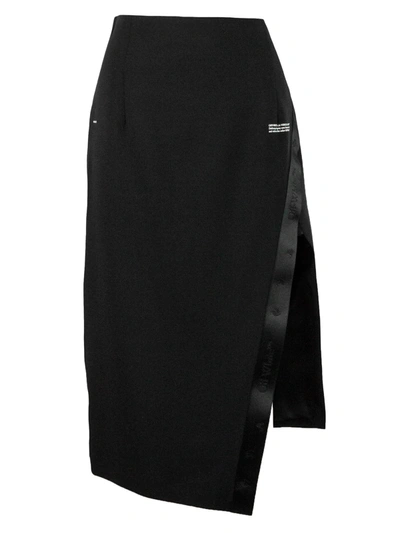 Shop Off-white Black Wool Blend Pencil Skirt In Nero