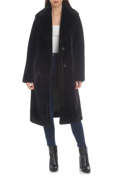 Shop Avec Les Filles Bonded Faux Fur Coat In Black