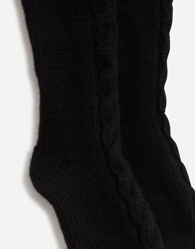 Shop Dolce & Gabbana Cable-knit Wool Socks