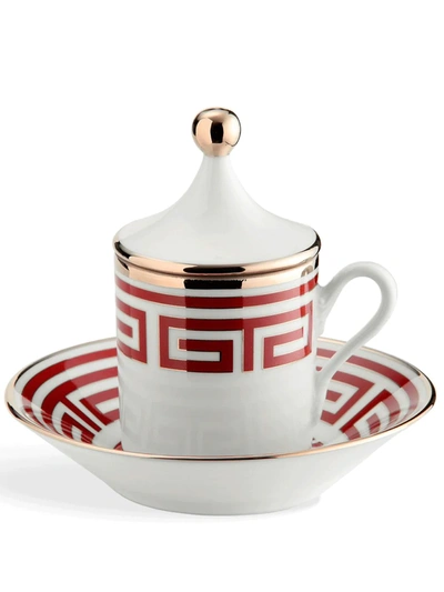 Shop Richard Ginori Labirinto Tête À Tête Coffee Set (set Of 2) In Red