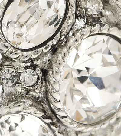 Shop Oscar De La Renta Classic Button Crystal-embellished Earrings In Silver