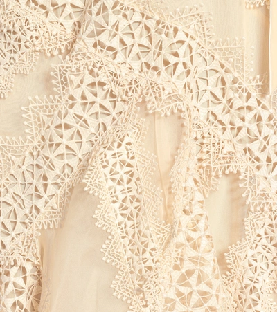 Shop Zimmermann Charm Star Silk Chiffon Dress In Beige
